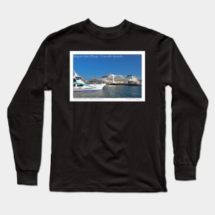 Magnetic Island Barge and Seabourn Encore Cruise Ship - Postcard Long Sleeve T-Shirt